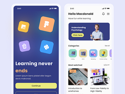 Learning App design typography ui uiux ux