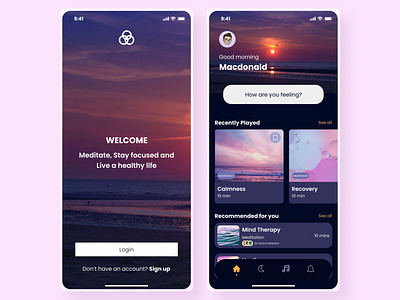 Meditation App UI animation design illustration typography ui uiux ux