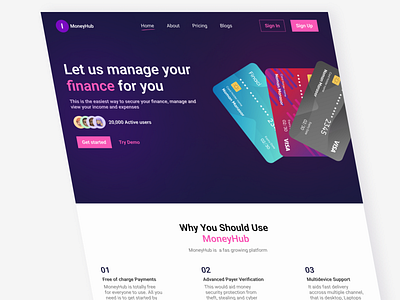 Fintech Landing Page animation design illustration typography ui uiux ux