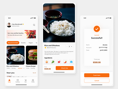 Food Ordering App UI animation design illustration typography ui uiux ux vector