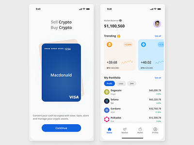 Cryptocurrency App UI animation design typography ui uiux ux vector