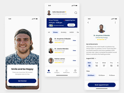 Mental health therapy app animation design typography ui uiux ux