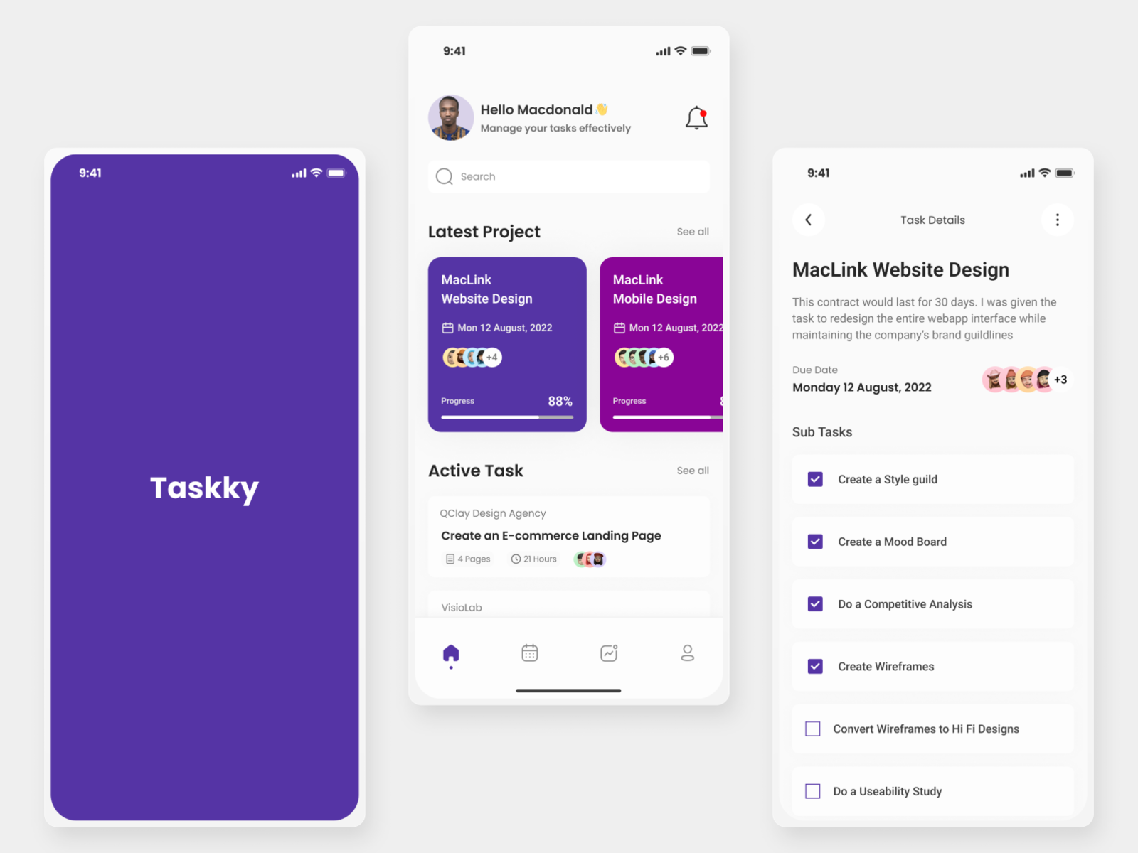 Task management app UI Concept by Anyanwu MacDonald Chibuike on Dribbble