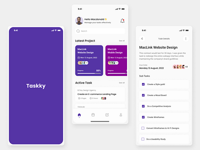 Task management app UI Concept animation design typography ui uiux ux