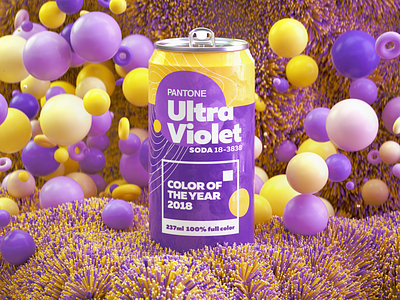 2018 Pantone Color 18-3838 3d branding c4d camilociprian cgi design illustration logo pantone render soda soda can ultraviolet