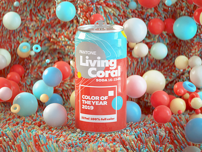 2019 Pantone Color 3d branding c4d camilociprian cgi design illustration logo pantone render soda can