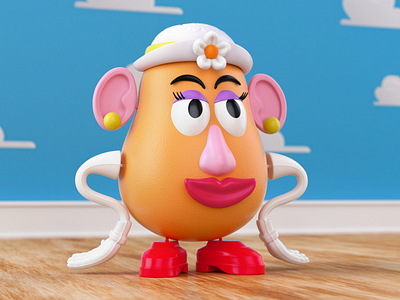 Mrs. Potato Head 3d 3d art 3d artist 3d character 3d character modeling c4d cgi illustration mrs potato head potato render toy story