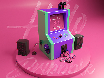 Hello Dribbble 3d 90s arcade atari c4d debut dribbble first shot game hello machine