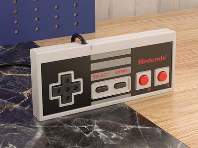 NES Classic Edition system controller 3d arcade c4d design game joystick nes vray wood