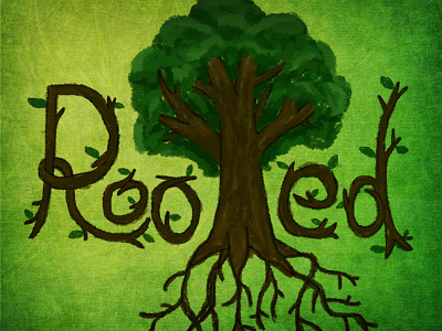 Rooted Logo green logo nature painterly rooted roots texture tree