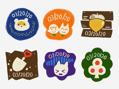 Nook Miles Stamps animal crossing badges illustration nintendo nook miles procreate stamps video games