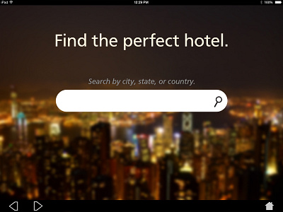 Hotel finder iPad homepage city homepage hotel ipad mobile search web