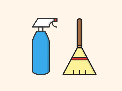 Cleaning broom clean icon spray bottle