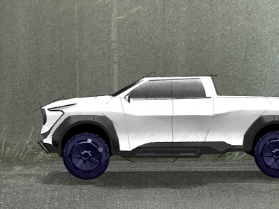 Concept Pickup Truck & Trailer for Animation 4x4 animation art direction automobile automotive concept design design digital painting drawing forest future graphic design illustration off road tech trailer truck vehicle wheels