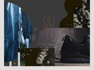 Athletic Footwear Collage I. apparel art direction branding collage corporate design environment design environmental exploration fashion footwear graphic design gritty mixed media print design recycle shoes sustainability texture visual design