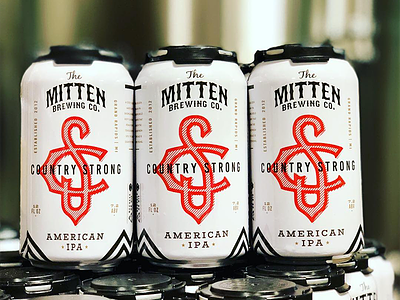Mitten Brewing Co. - Country Strong art direction baseball beer brewery can design cans emblem full circle mitten brewing co. monogram packaging design typography