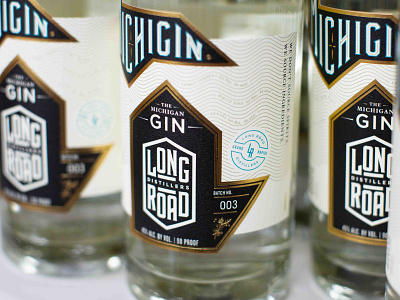 Michigin® Batch No. 3 for Long Road Distillers all michigan gin art direction branding craft spirits design gin graphic design ingredients juniper label long road distillers michigan michigin packaging packaging design small batch spirits type lockup typography upper peninsula