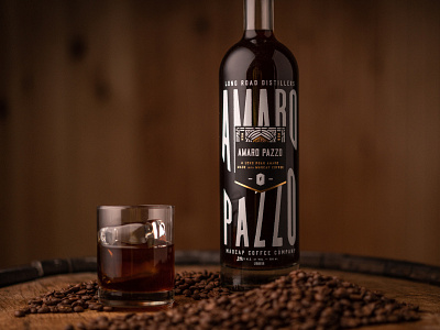 Amaro Pazzo - Long Road x Madcap Coffee Company amaro art direction bottle branding coffee design graphic design illustration liqueur long road distillers madcap michigan packaging packaging design spirits typography