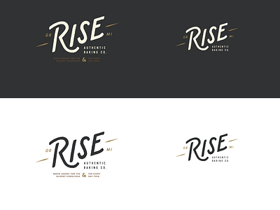 Rise Authentic Baking Co. - Responsive Logo lockups art direction bakery brand branding design emblem graphic design hand drawn lockup logo logo design rise typography wordmark