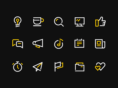 Some icons clean icon icons illustration illustrator lighting map music set system white yellow