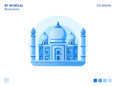 Taj Mahal blue building gradient illustration illustrations mahal projection taj landmark