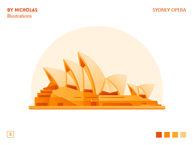 Sydney opera building gradient house illustration illustrations landmark opera orange projection sydney