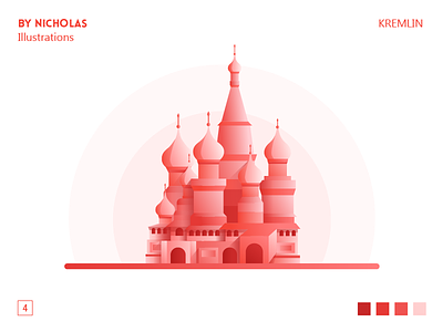 kremlin building gradient illustration illustrations kremlin landmark mahal projection red russia
