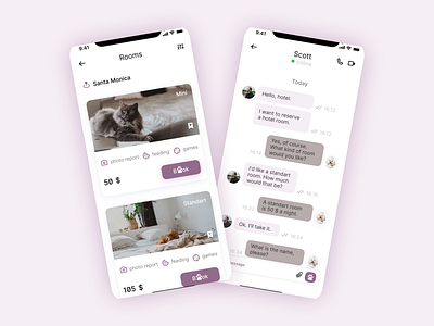 Pets hotel app - Mobile design