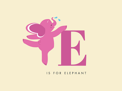 E is for Elephant alphabet animal child children e elephant kid nursery pink