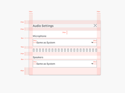 Red Lines audio settings clean input modal popup red red lines settings ui ux wireframes wires