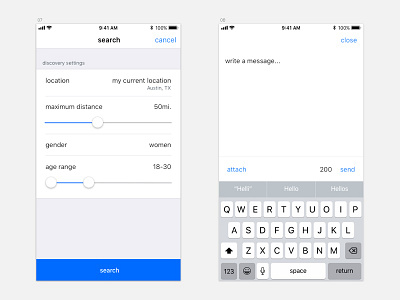 Messaging App Concept Wireframes blue clean delete function greyscale messaging minimal ui ux wireframes