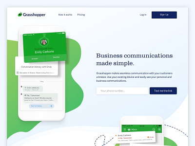 Landing Page app brand clean ui design grasshopper green landing page logmein ux web