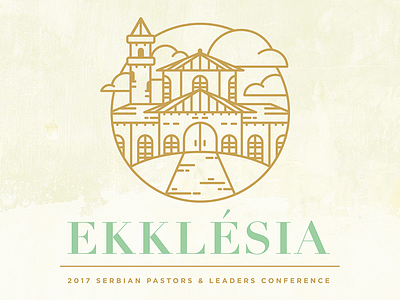 EKKLESIA bronze building canvas castle church conference creme ekklesia green illustration logo vintage