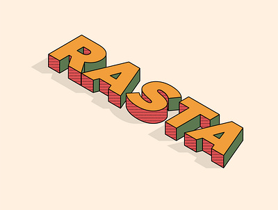 RASTA cream green isometric muted colors red type typography yellow