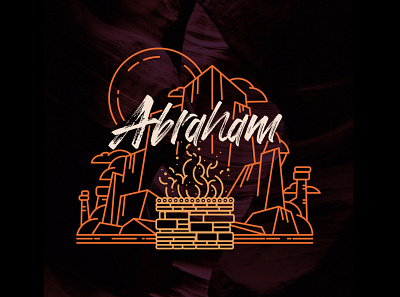 TEAM ABRAHAM bible church fire illustration mountains orange summer camp team typography yellow youth