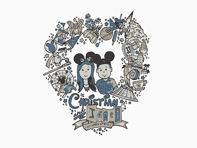 D-WED THEE disney disneyland illustration mickey mouse muted colors pixar star wars walt disney watercolor wedding