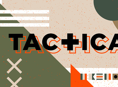 TACCON alphabet conference cream graphics green illustration men military orange shapes speckle tactical tan typography