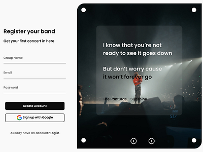 Band Contest Sign Up Page band concert daily ui sign up web web design website