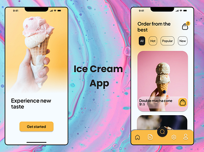 Ice cream design ice cream mobile mobile app mobile design orange splash screen ui uiux ux