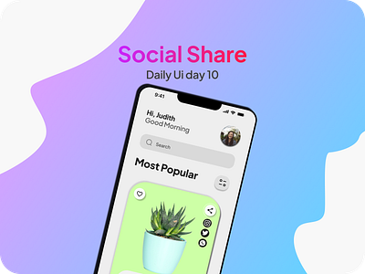 Daily Ui #10 - Social Share 010 daily ui design mobile mobile design plant plant app social social share ui ui deisgn ux