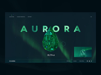 Aurora 3d animation cinema 4d gem gemstone interaction interface motion promo render typography ui ux video web website