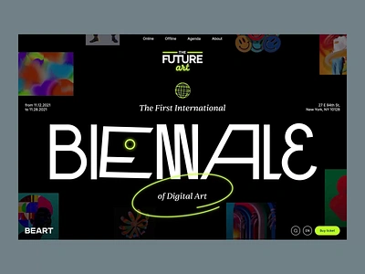 The Future Art: Interactions animation art biennale creative concept cyberpunk digital art future futuristic galery graphic design interaction modern art modern design motion design motion graphics neon typography ui web website