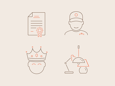 Lightshop icons benefits certificate delivery icon king lamp light lineart outline service