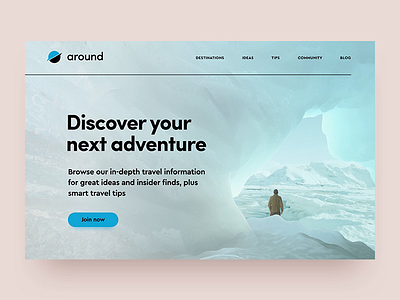 Around animation cave concept discover ice landing page travel web