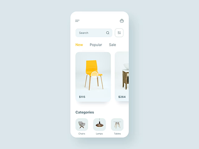 Tableflip 3d animation app application chair e-commerce ecommerce flip furniture interactions mobile render shop table ui ux