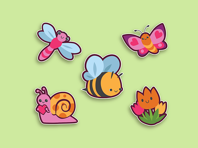 Inchbug - Garden Friends Icons adobe illustrator childrens design childrens products cute design flowers gardening graphic design icons illustration insects kids products vector art