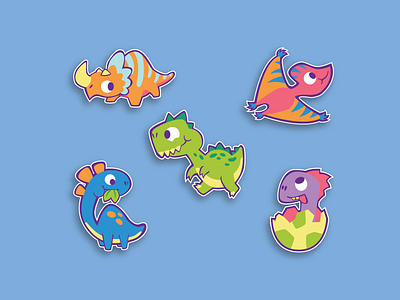 Inchbug - Dinosaur Icons adobe illustrator childrens design childrens products cute design dinosaurs graphic design icons illustration sticker design vector art