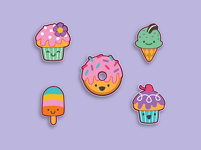 Inchbug - Sweets Icons adobe illustrator childrens design childrens products design desserts graphic design ice cream icons illustration sticker design sweets vector art