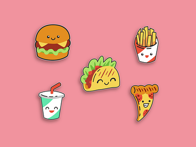 Inchbug - Fast Food Icons adobe illustrator childrens design childrens products design fast food graphic design icons illustration sticker design vector art
