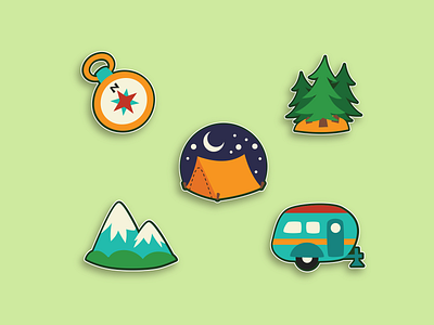 Inchbug - Camping Icons adobe illustrator camping childrens design childrens products design graphic design icons illustration sticker design vector art